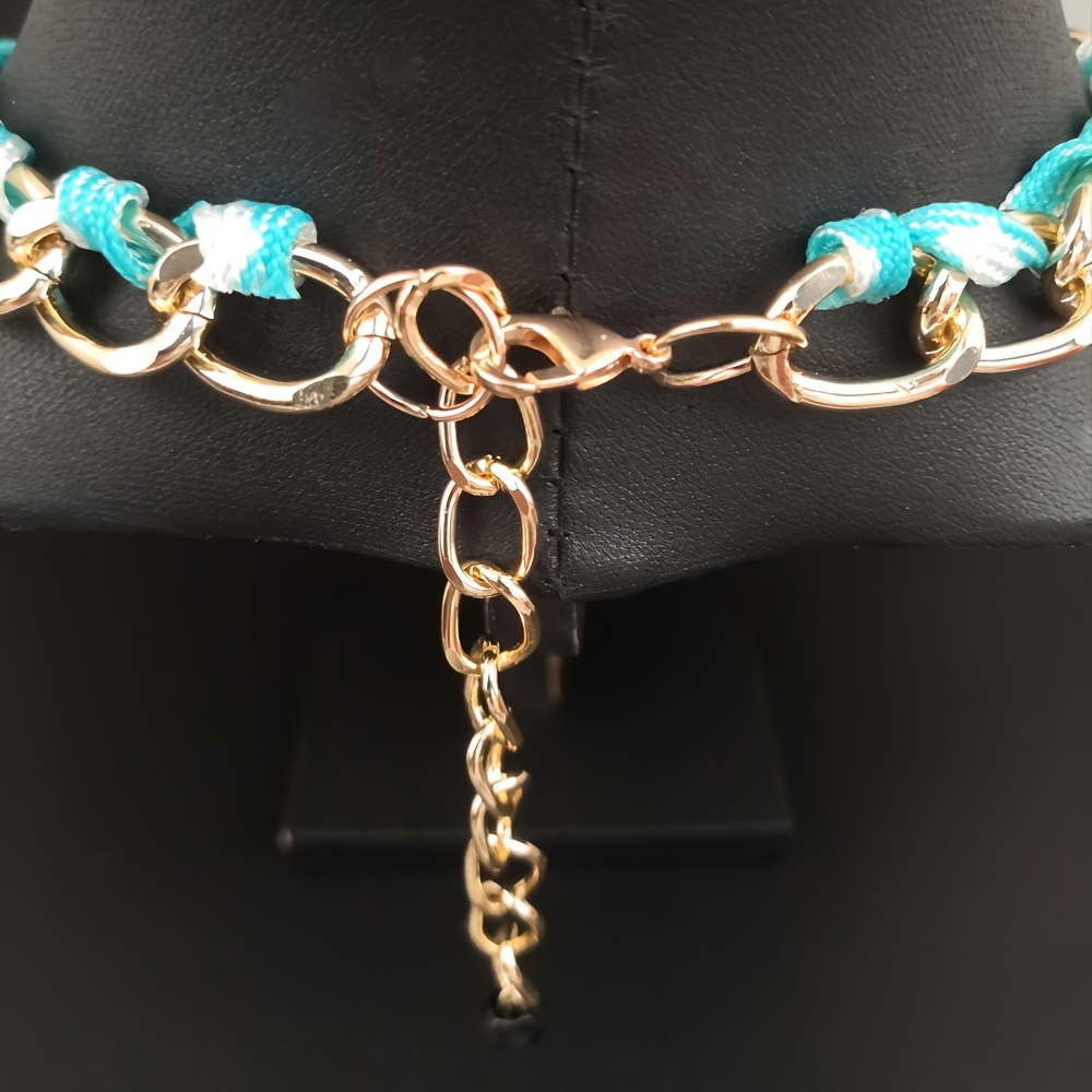 Boho Braided Rope Flower Pendant Necklace